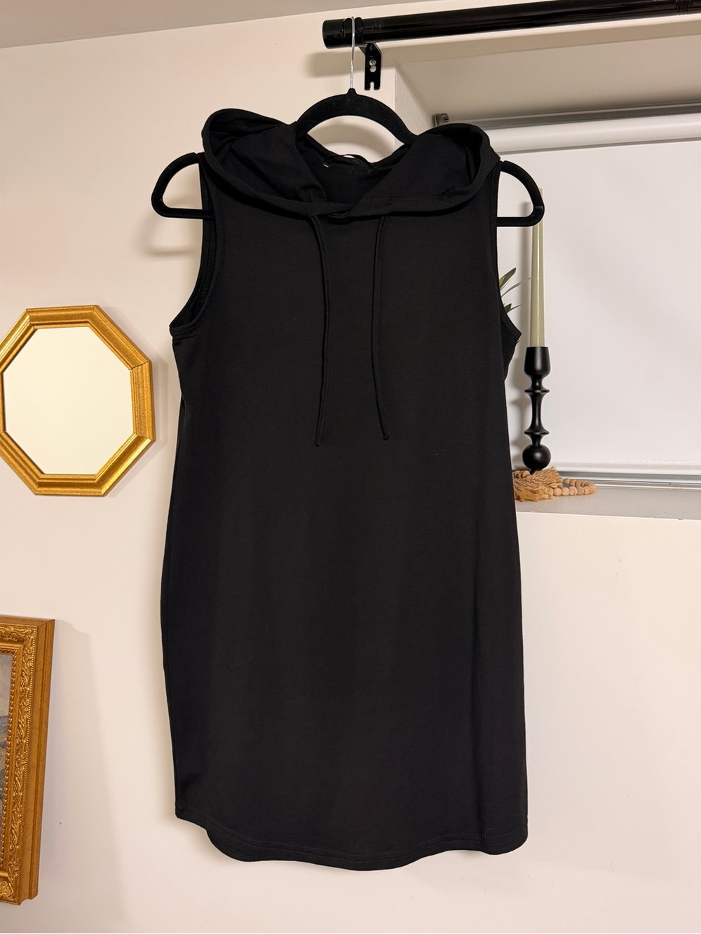 Black Sleeveless Hooded Dress / Cover Up